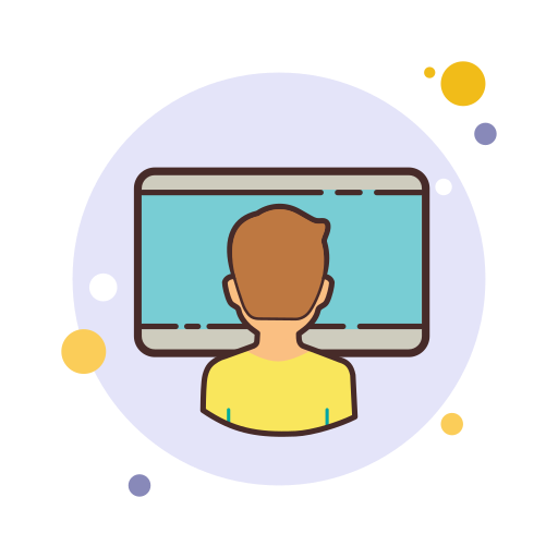 Icon of person sitting in front of computer screen