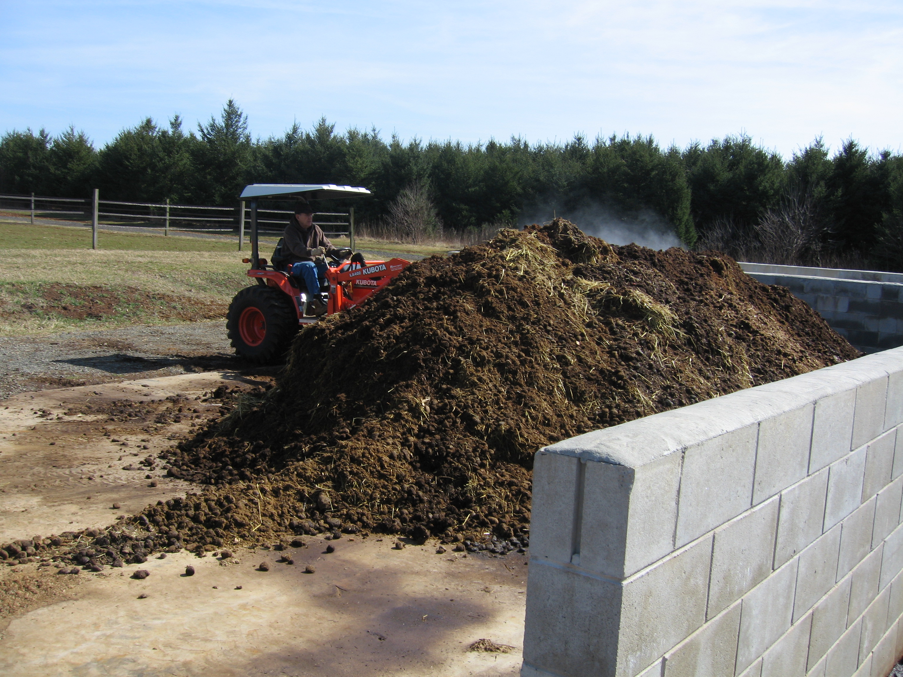 Compost pile on a farm