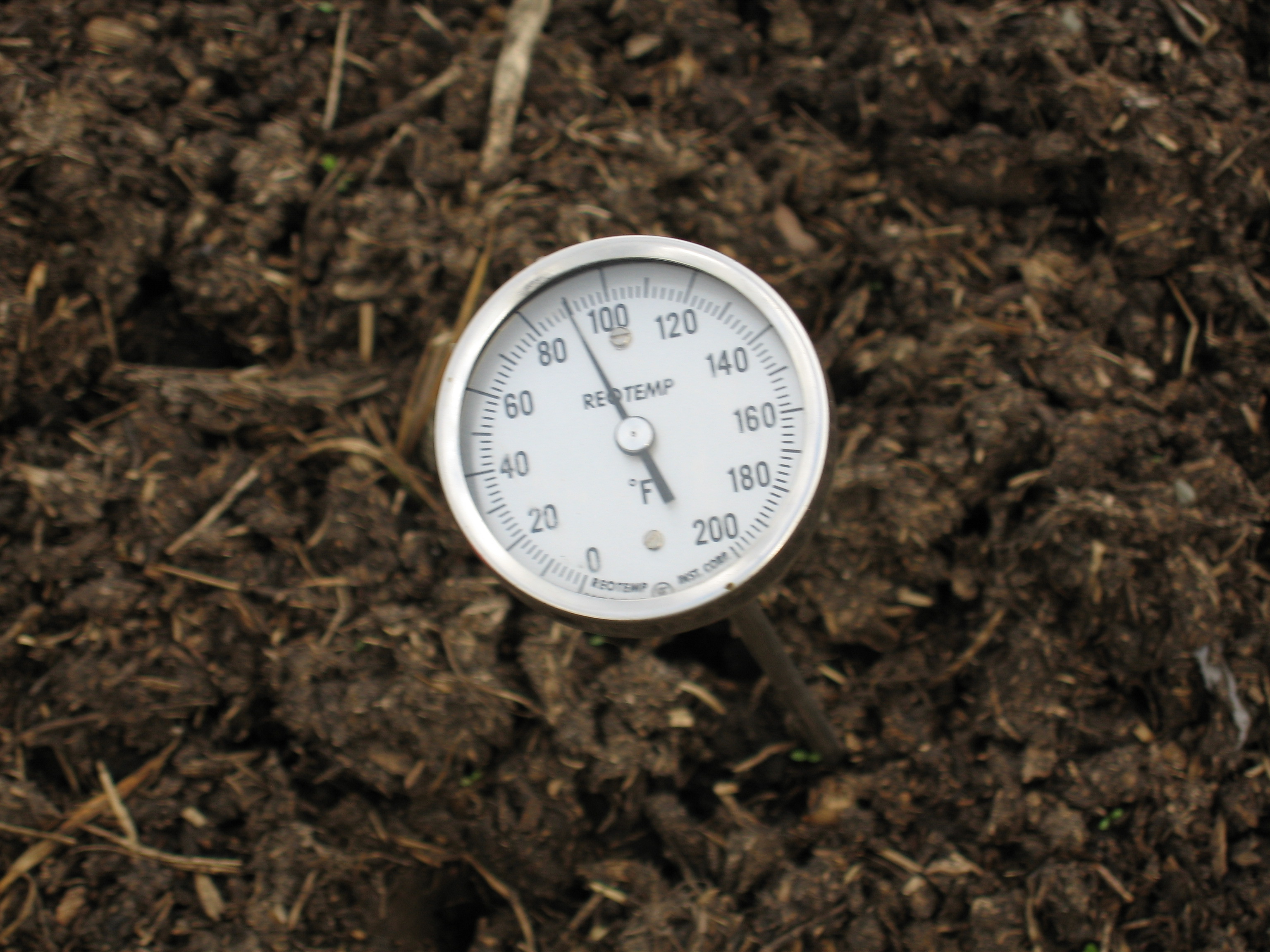 Use a thermometer to measure the temperature of your compost pile