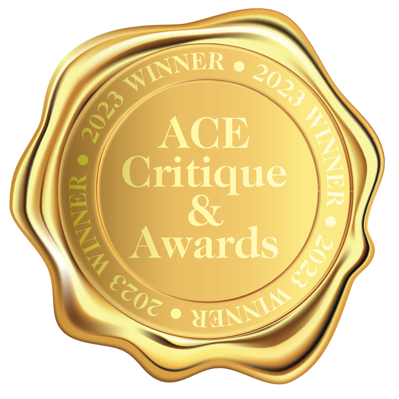 Gold seal with text: ACE Critique & Awards. 2023 Winner.